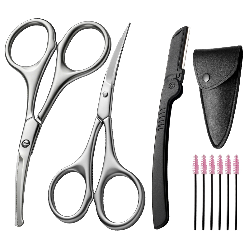 1/9개 스테인리스 스틸 눈썹 코털 가위(빗 포함) 얼 - Men'S Grooming Eyebrow Trimming 리뷰 및 가격