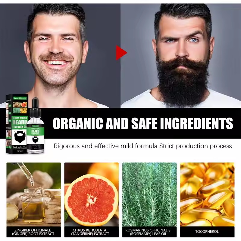 빠른 효과의 천연 성숙 남성 수염 성장 에센스 오일,  - Beard Oil Growth 리뷰 및 가격